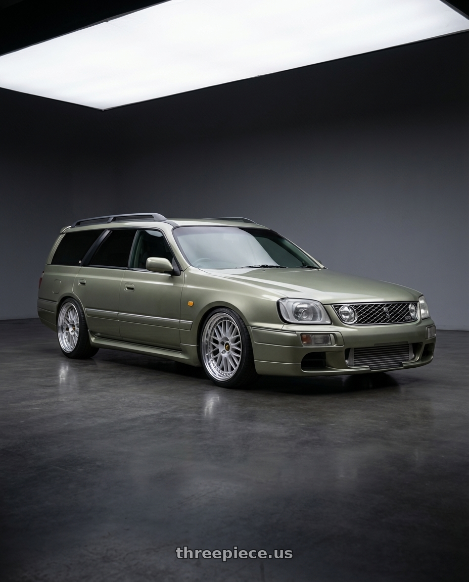 1999 Nissan stagea rs four millenium jade with Work Vs-Xx 5x100 18x8.5+19 A Disk Light Grey Silver wheels