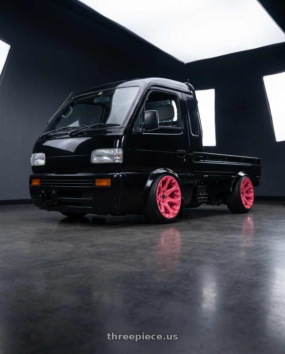 1995 Suzuki carry with Heritage Wheel Kokoro MonoC 4X100 15x8+0 Pink wheels