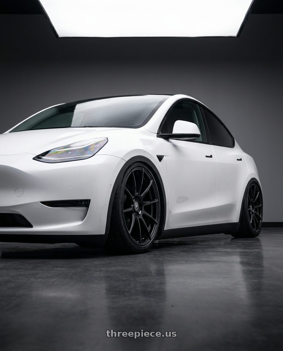 2024 Tesla Model Y with Forgestar CF10 5x114.3 20x9 +35 Gloss Black wheels