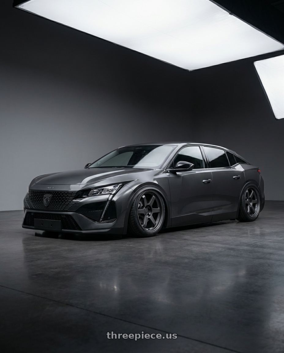 2025 Peugeot 408 Gt with 9six9 SIX-1 5x112 19X8.5 +35 Carbon Gray wheels