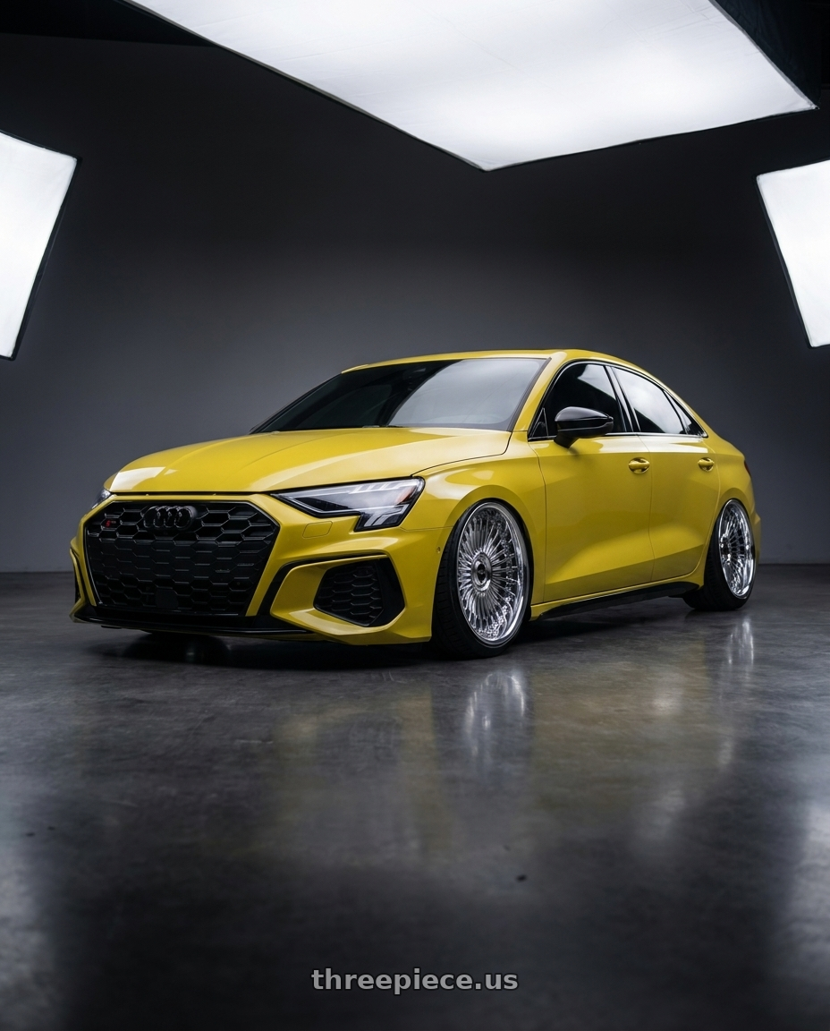 2023 Audi S3 with Work Emitz Chrome 5x112 19x8.5 +38 wheels