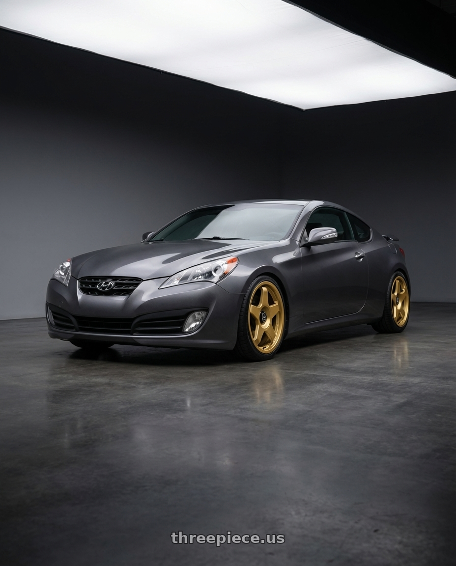 2014 Hyundai Genesis Coupe with fifteen52 CHICANE 5x114.3 / 5x120 19x8.5 +35 GOLD (GLOSS GOLD) wheels