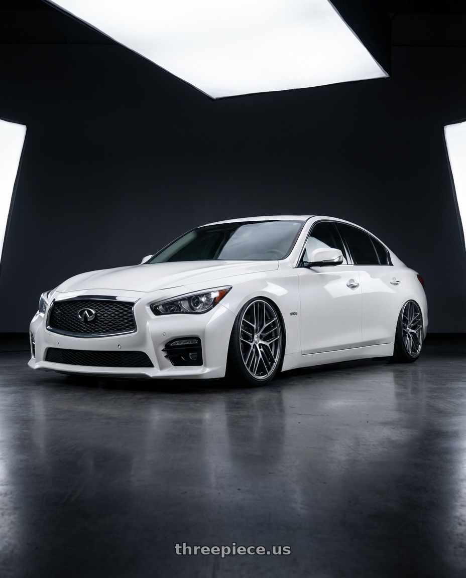 2020 Infiniti Q50 with BBS CC-R 5x114.3 20x10.5+25 Graphite w/ Diamond Cut Face wheels front three quarter view stanced stance
