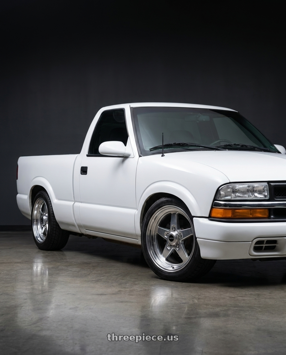 1997 Chevrolet s10 with Vision American-Muscle 571 Sport Star II 5x120.65 15x7+0 Polished wheels