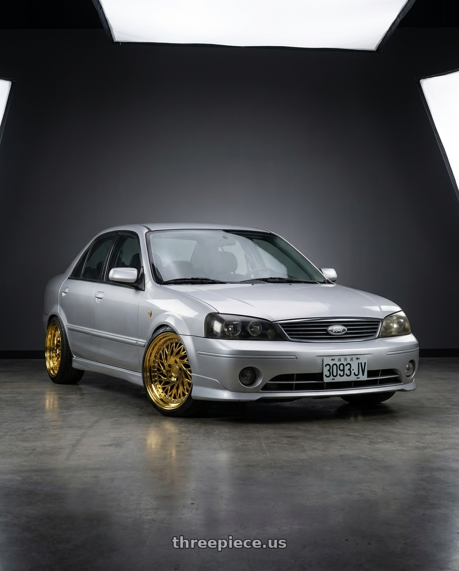 2004 ford tierra with Aodhan DS03 5x114.3 18x9.5 +30 Gold Vacuum w/ Chrome Rivets wheels