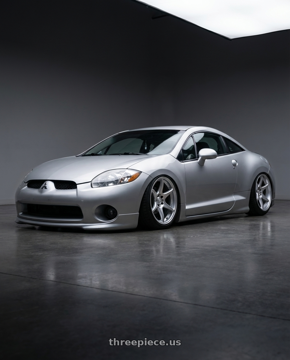 2010 Mitsubishi Eclipse with Kansei K11S Tandem 5x114.3 19x9.5 22 Hyper Silver wheels