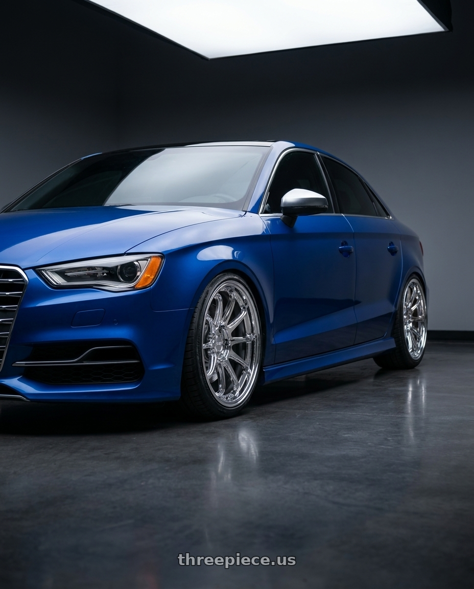 2016 Audi s3 Sepang pearl with KATANA RACING HR06 5x112 18x8.5 +35 Chrome wheels