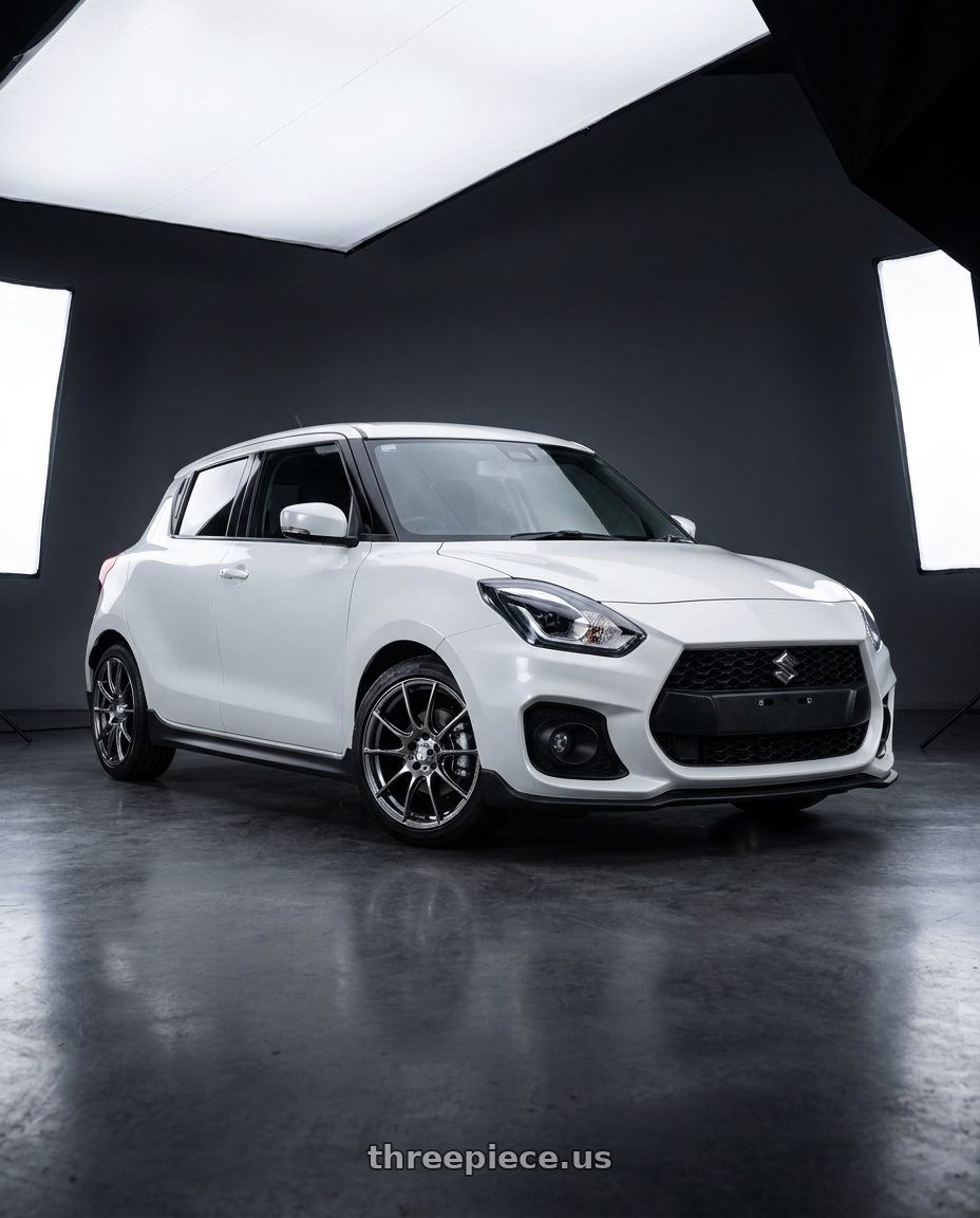 2024 Suzuki Swift Sport with WedsSport SA-25R 5x114.3 17x7.0+40 Platinum Silver Black wheels