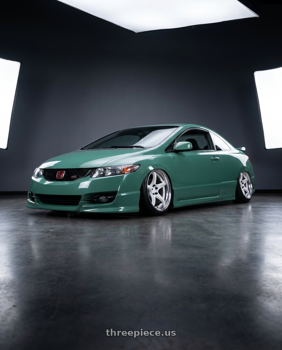2009 honda civic si coupe with Work T5R 2P 5x114.3 18x9.5 +0 WHITE wheels