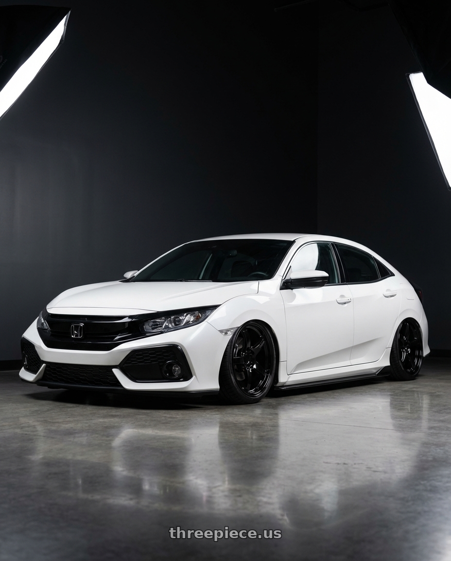 2019 Honda Civic with Gram Lights 57CR 5x114.3 19x10.5+12 Glossy Black wheels