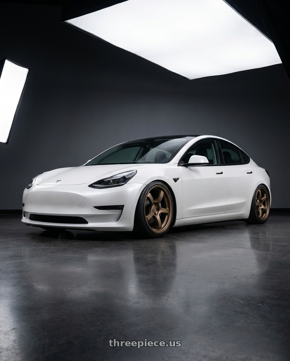 2021 tesla model 3 sr with Gram Lights 57DR 5x114.3 19x9.5+35 Bronze II wheels
