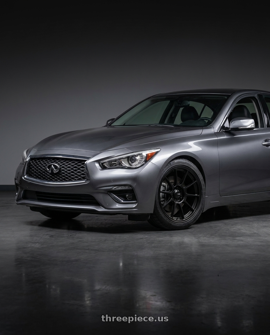 2019 Infiniti Q50 with Konig Dekagram 5x114.3 19x9.5+35 Semi-Matte Black wheels