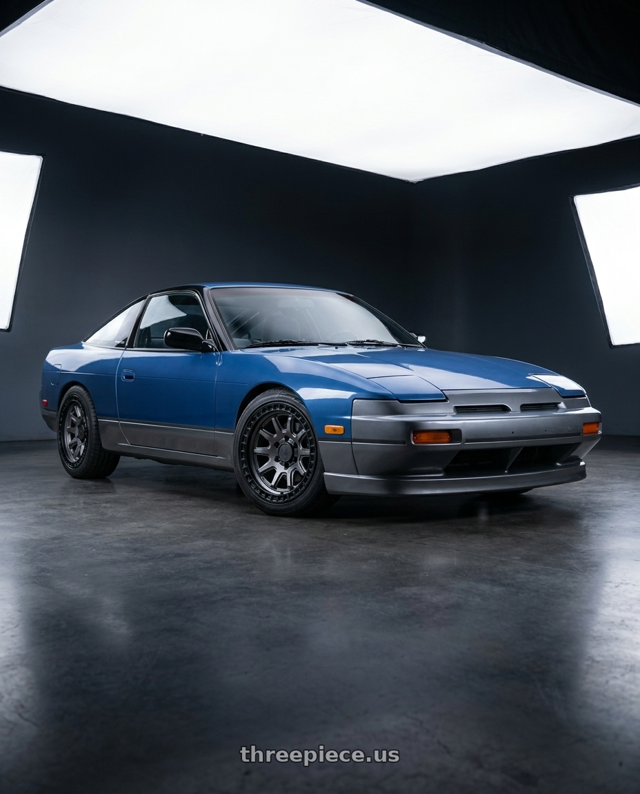 Nissan 240sx 1999 with Black Rhino CALICO 5X127 17X8.5 +34 MATTE GUNMETAL W/ MATTE BLACK LIP wheels