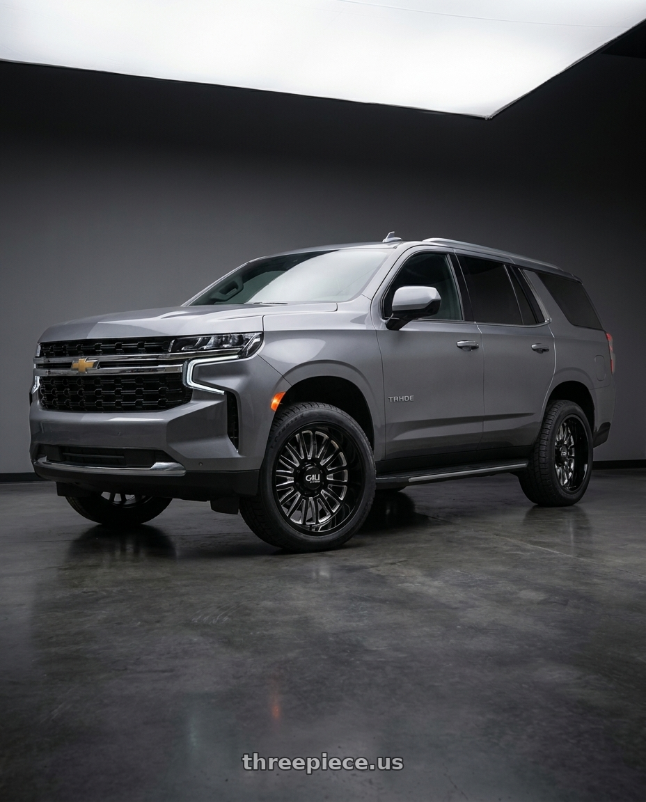 2021 Chevrolet Tahoe LS with Cali Off-Road Summit 9110 6x139.7 22x12-51 Gloss Black/Milled Spokes wheels