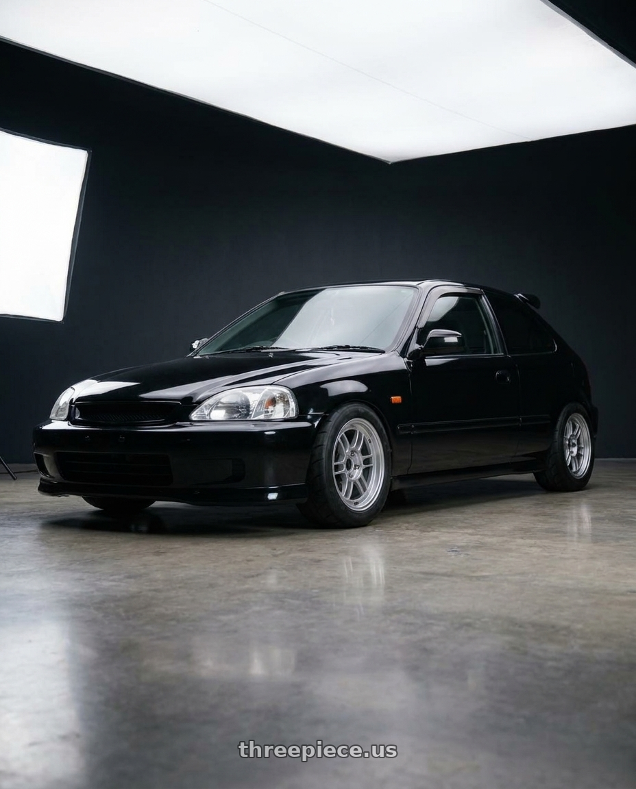 1997 Honda Civic with Enkei RPF1 4x100 15x7+35 Silver wheels