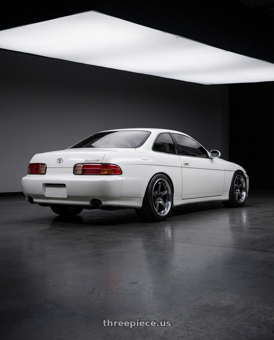 1996 Toyota Soarer with Advan Racing GT BEYOND 5x114.3 18x9.0 +38 MACHINING & HYPER PLATINUM BLACK wheels rear three quarter view meaty tires