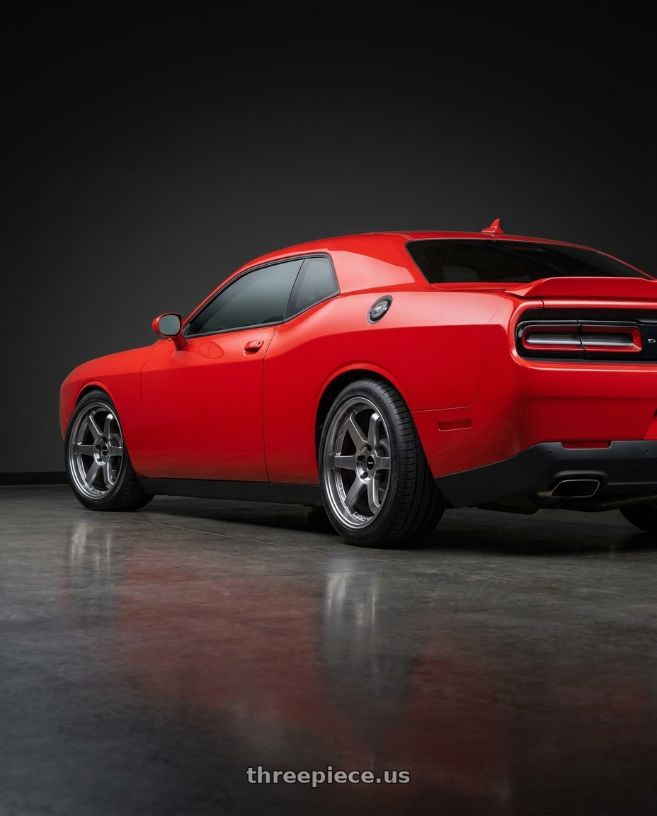 2021 dodge challenger rt with Vors TR37 5x115 17x9 +30 Hyper Black wheels rear three quarter view square tires