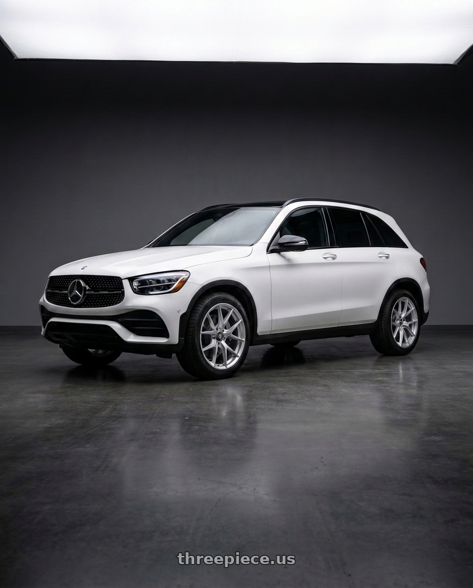2022 Mercedes Glc300 with Rotiform 1PC R140 RSE BLANK 17X8 +30 GLOSS SILVER wheels