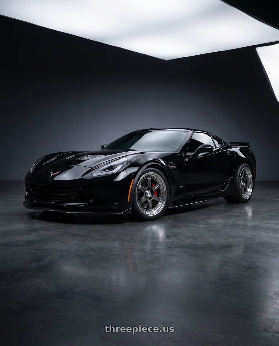 2017 Chevrolet Corvette Z06 with Work Meister L1 3P 5x120.65 19x10+31 A Disk Matte Gunmetal wheels