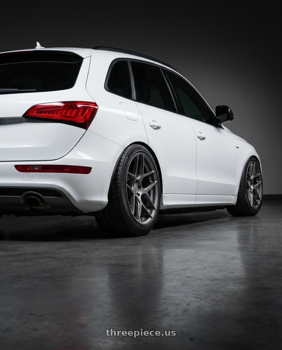 2017 audi q5 with Aodhan AFF2 5x112 20x10.5+35 Matte Gray wheels rear three quarter view meaty tires