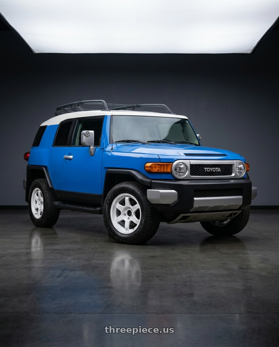 2007 Toyota FJ Cruiser with Volk Racing RAYS 05X 6x139.7 17x8.5-10 Dash White wheels