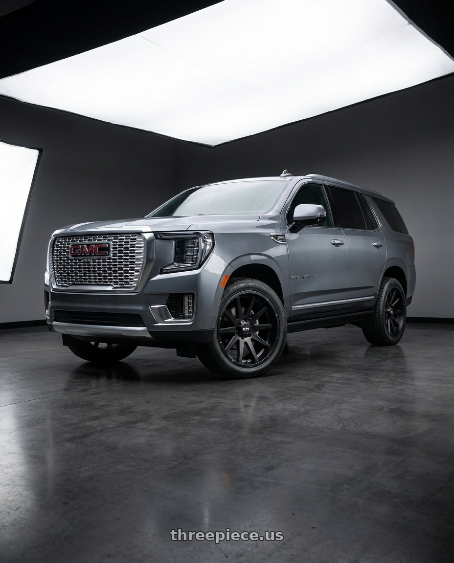 2021 GMC Yukon Denali with Ion Type 143 6x139.7 20x9+0 Matte Black wheels