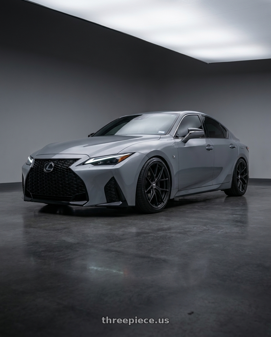 2021 Lexus IS350 Cloudburst Grey with ESR Wheels FORGETECH SERIES RF2 5x108 19x8.5 +30 Matte Black wheels