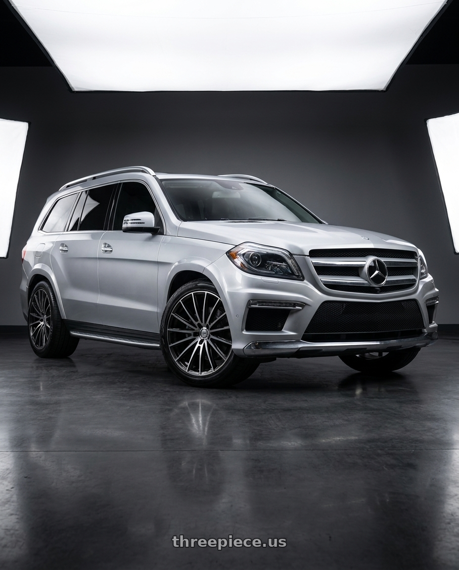 2013 Mercedes GL550 with Arvano ART-2 6x135 26x9.5 +18 Gloss Black & Brushed Double Dark Tint wheels