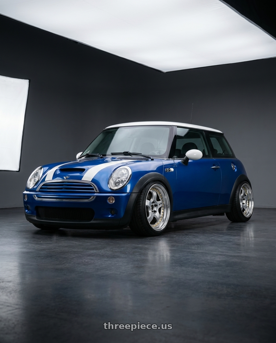 2005 mini Cooper s with Work Meister S1 3P 5x120 19x16-13 L Disk Silver wheels