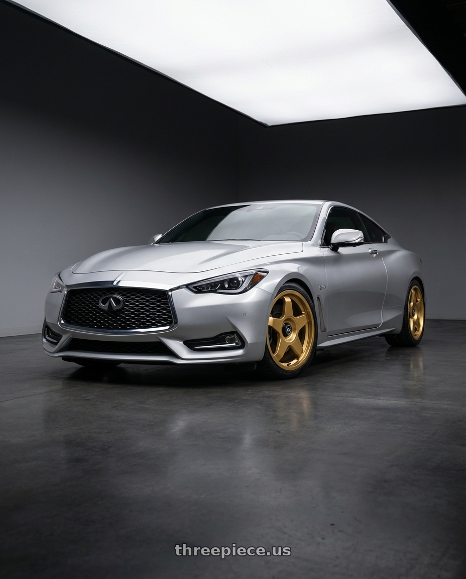 2020 Infiniti Q60 with fifteen52 CHICANE 5x114.3 / 5x120 19x8.5 +35 GOLD (GLOSS GOLD) wheels
