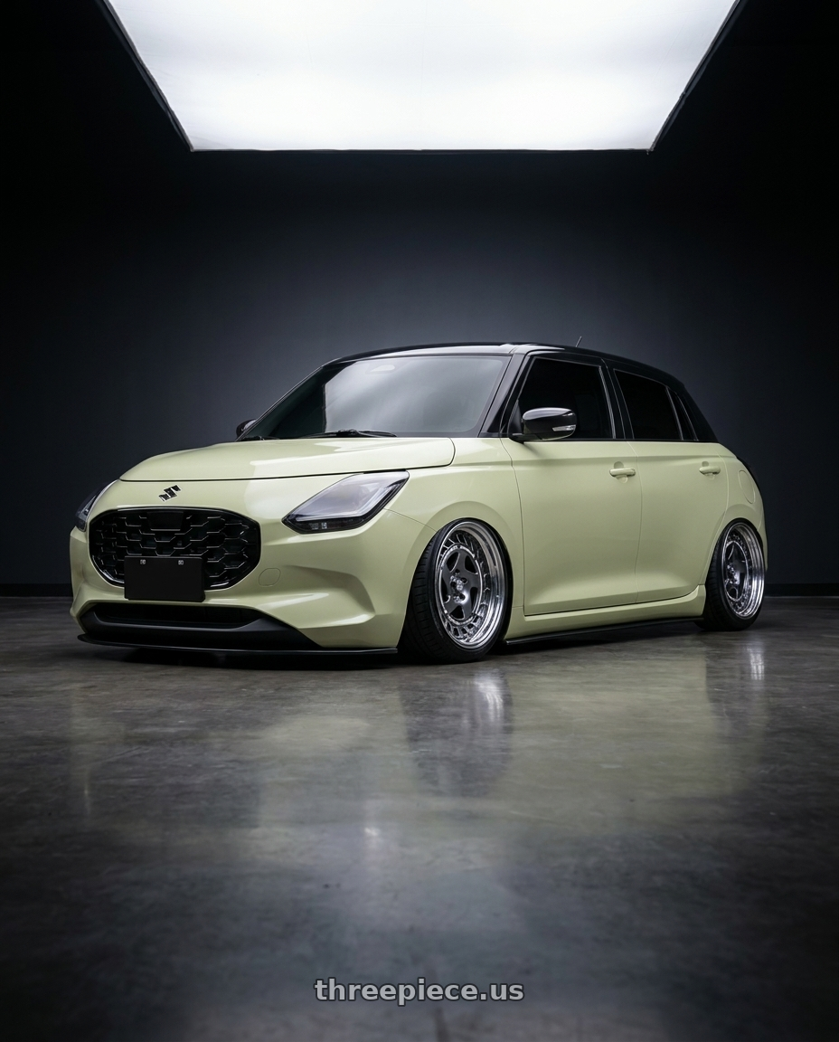 2026 Suzuki swift with FORMULA AERO SPOKE 4x100 16X7+38 NR Disk Titan Silver wheels