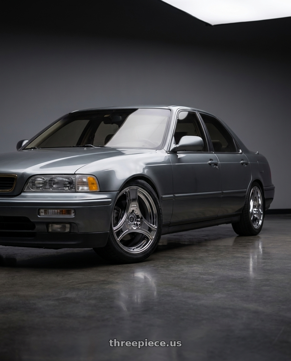 1993 Acura Legend with HERITAGE WHEEL BUSHIDO MONOC 5x108 18x9.5 +12 CHROME wheels