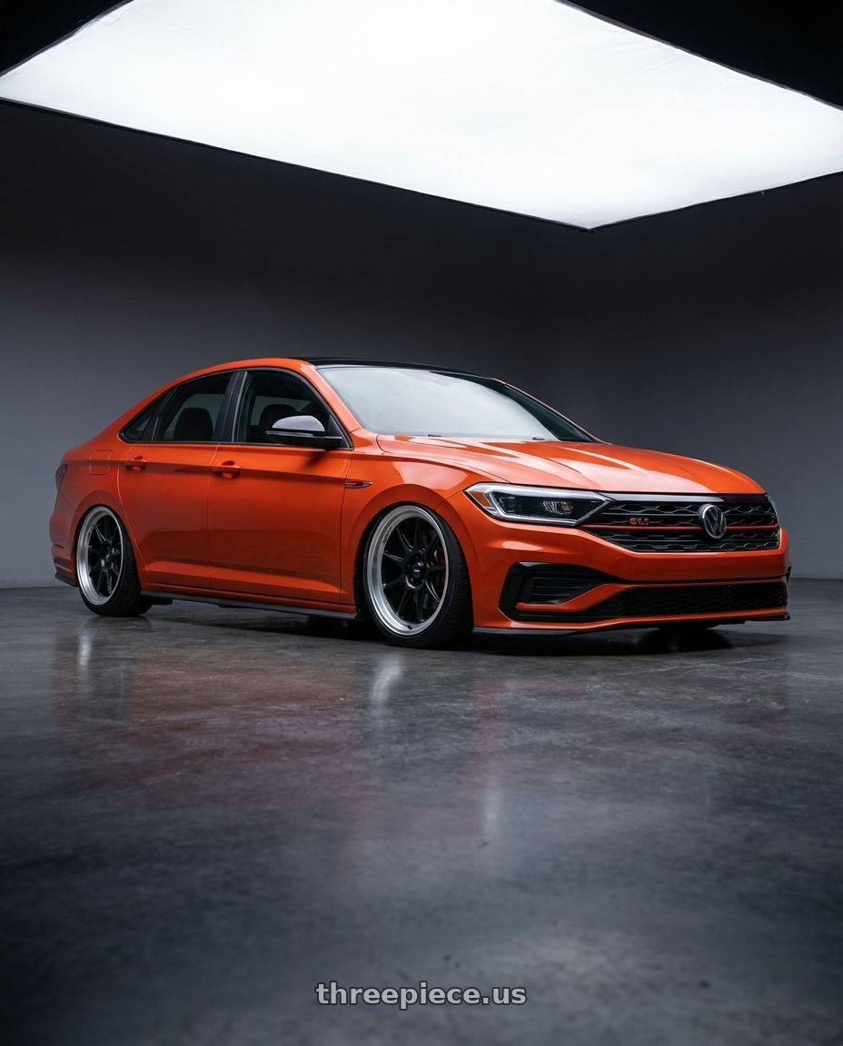 2023 Volkswagen Jetta GLI MK7 with Konig Countergram 5x112 19x9.5+30 Matte Black / Matte Machined Lip wheels