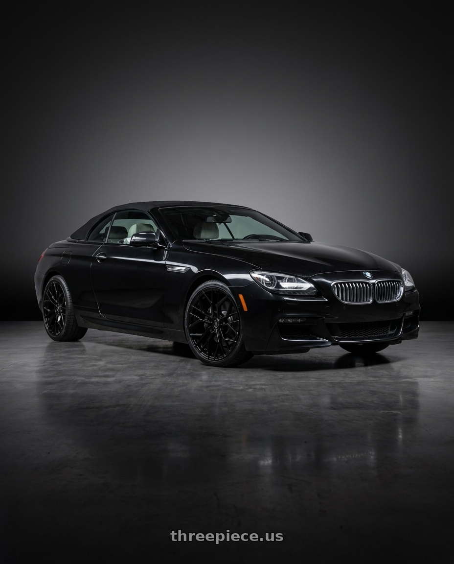 2016 bmw 640i convertible with MARQUEE WHEELS M1004 5x120 20x9+33 GLOSS BLACK wheels