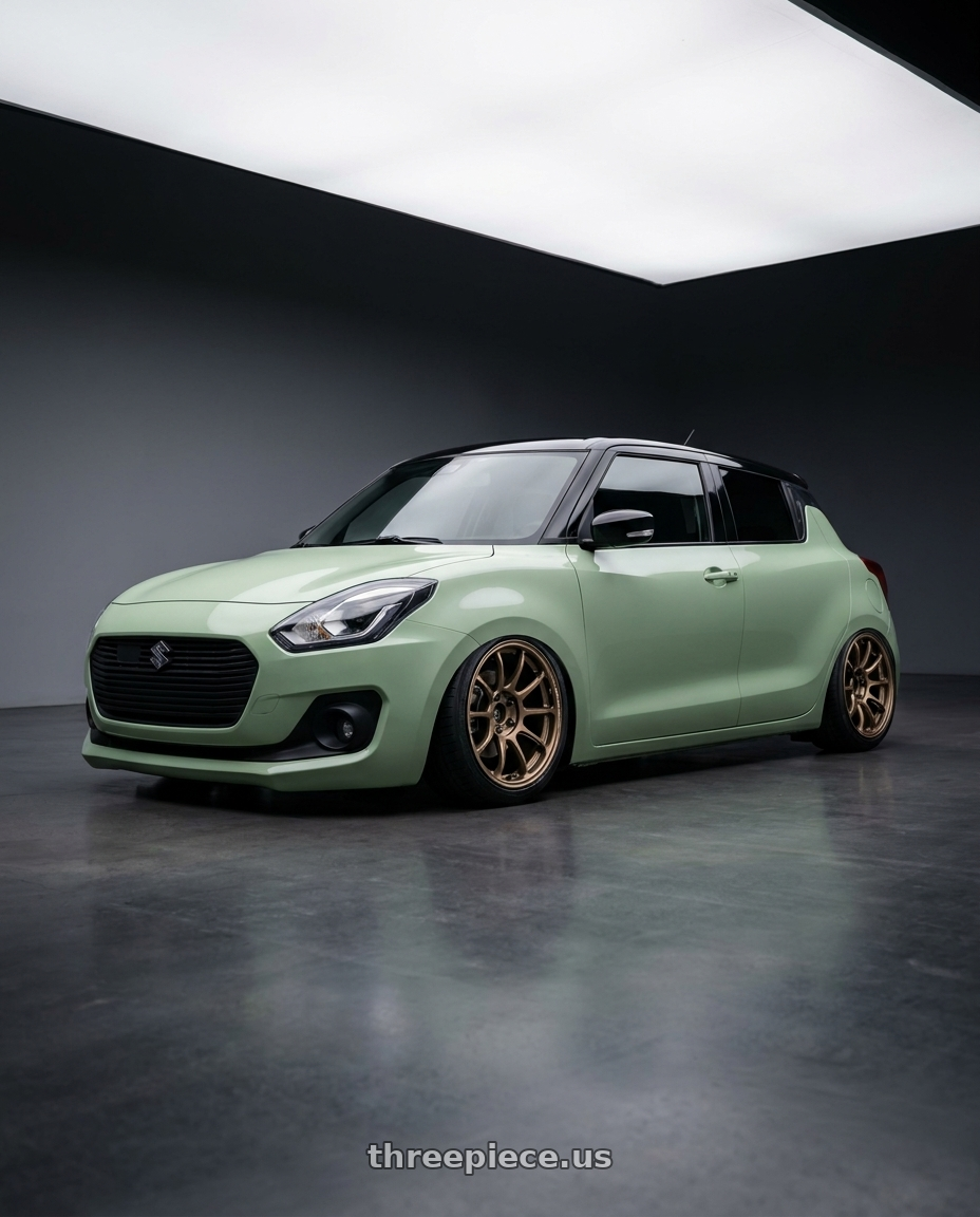 2026 Suzuki swift with Volk Racing ZE40 4x100 16x7.0+36 Bronze Almite wheels