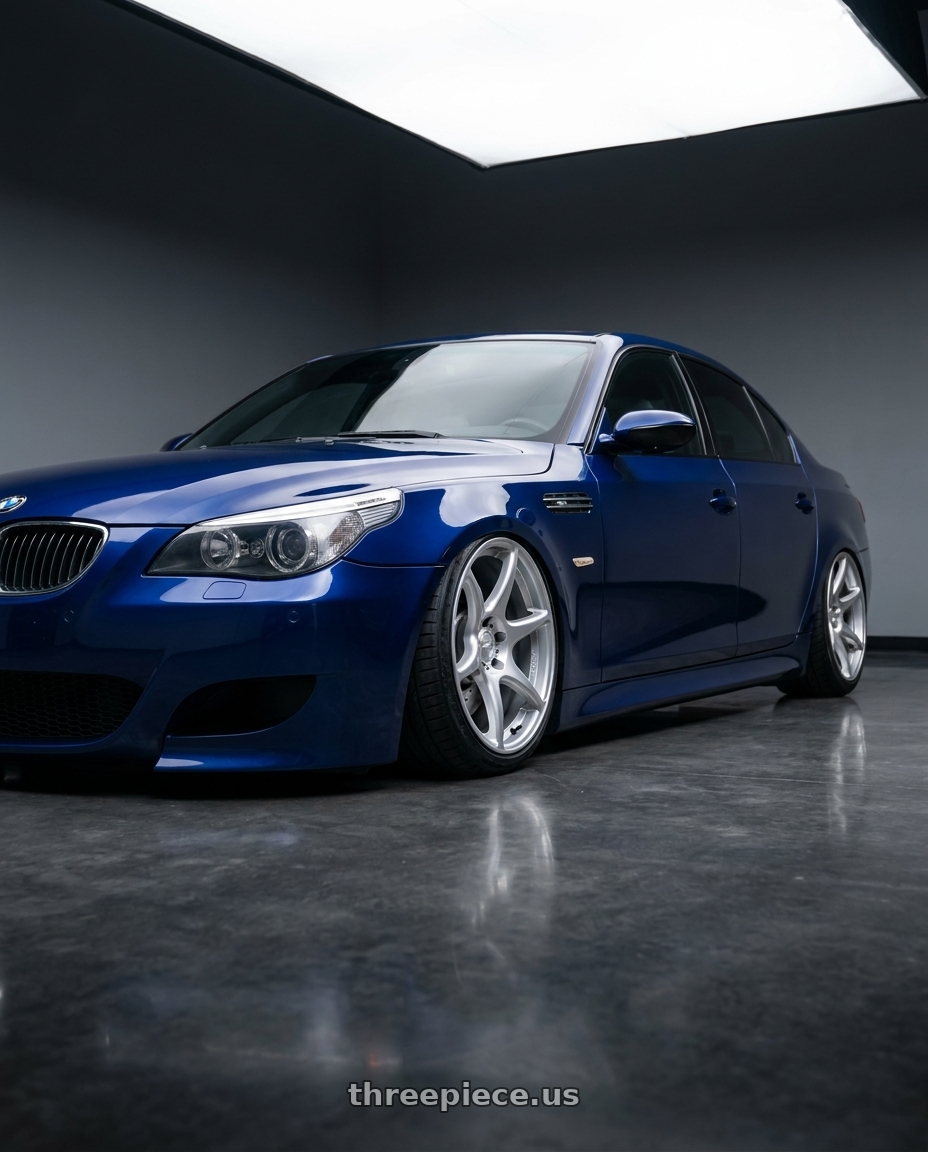 2010 BMW M5 E60 with Kansei K11S Tandem 5X120 19x10.5 22 Hyper Silver wheels