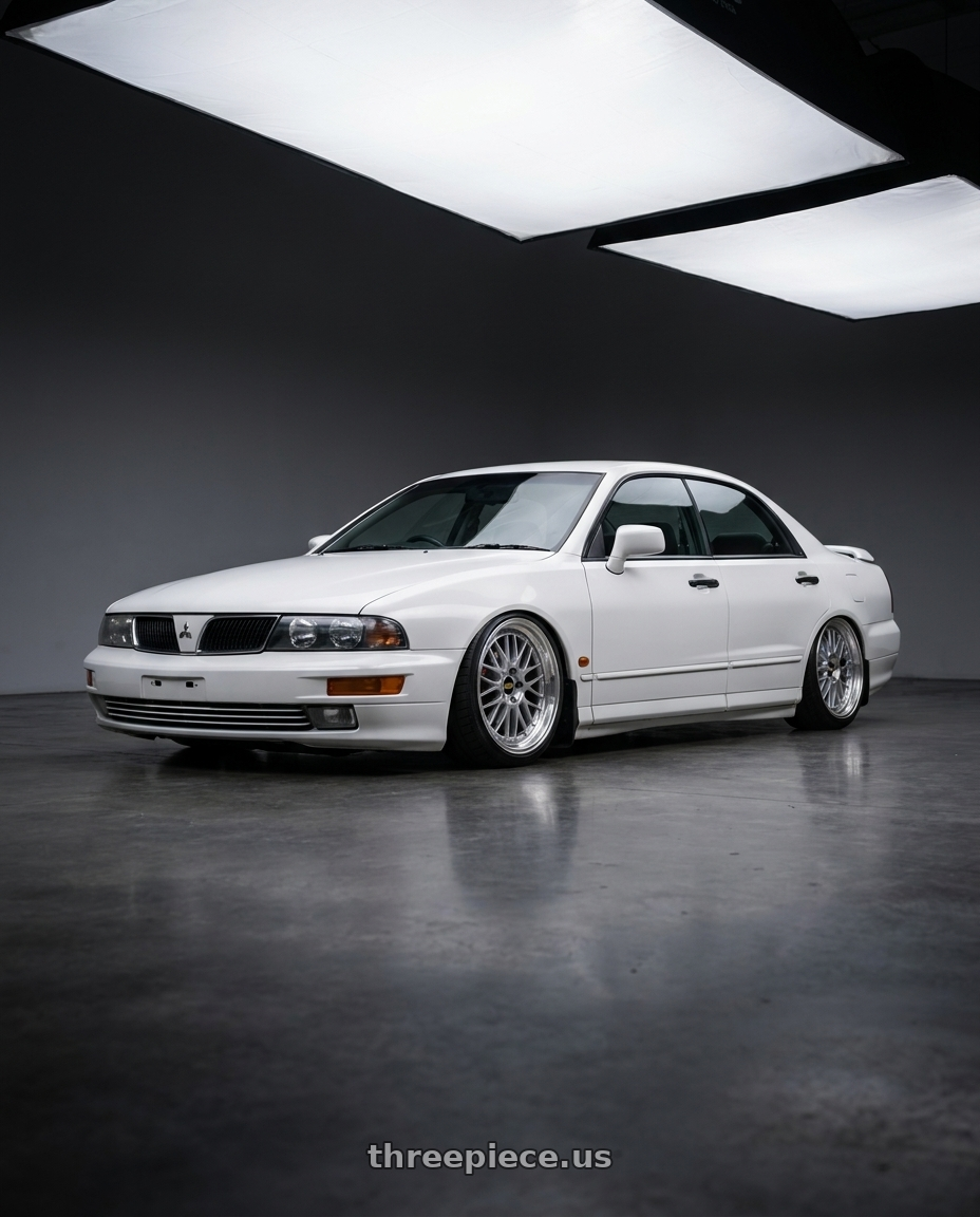 1998 Mitsubishi Magna Sports White with BBS LM 5x114.3 18x8.5+38 Diamond Silver wheels