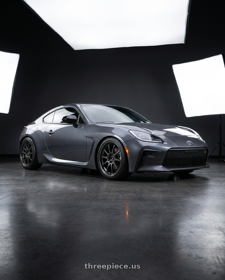 2023 Toyota gr86 Pavement gray with Volk Racing CE28N-PLUS 5x100 18x8.5+45 Diamond Dark Gunmetal wheels