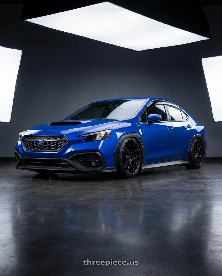 2024 Subaru WRX with Aodhan AFF2 5x114.3 19x8.5+35 Matte Black wheels front three quarter view stanced stance