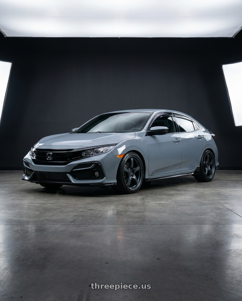 2021 Honda Civic sports Hatchback with Gram Lights 57CR 5x114.3 18x8.5+37 Gunblue II wheels