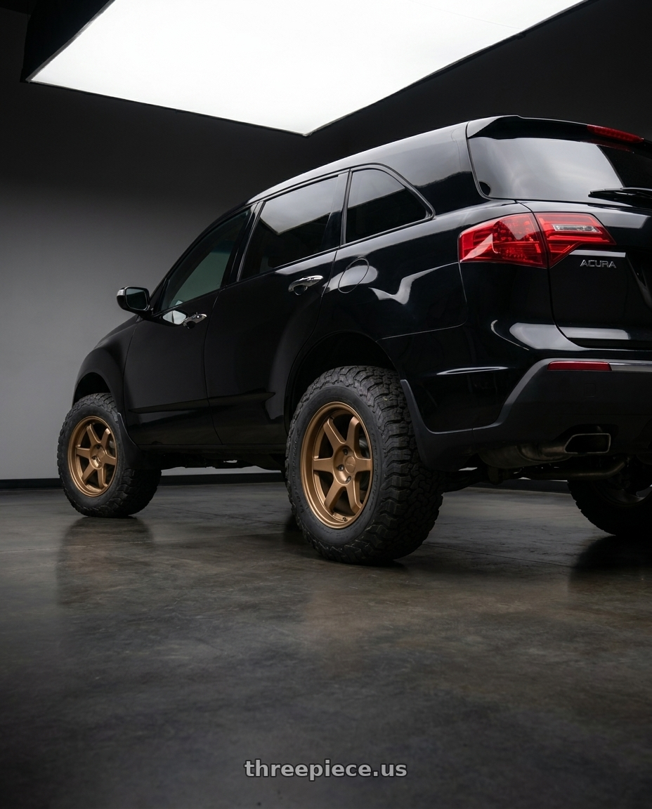 2012 acura mdx with 9six9 SIX-1 5x114.3 18X10 +20 Matte Bronze wheels rear three quarter view meaty tires