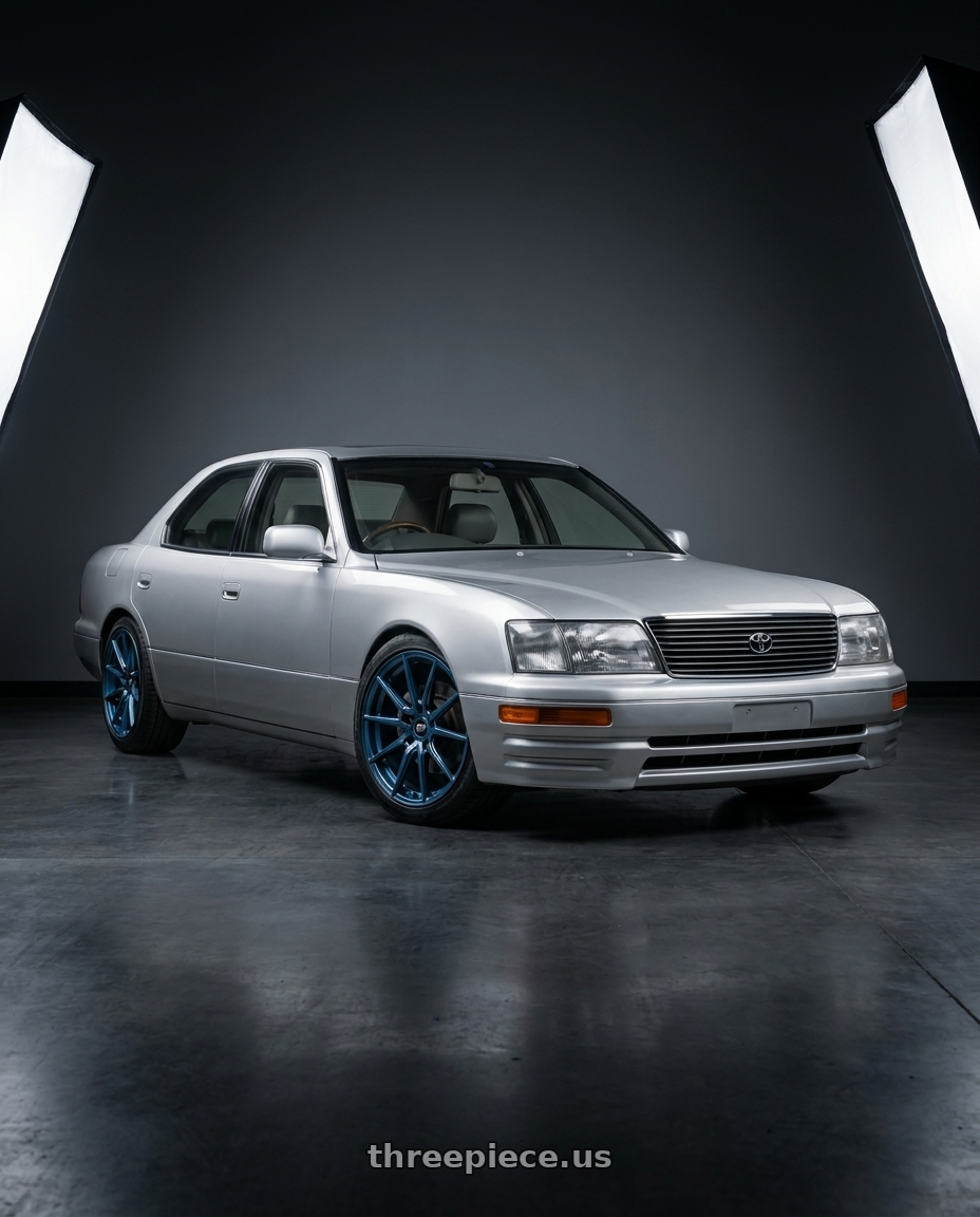 1996 Toyota Celsior with MST Wheels DELTA 5X112 18X8.5 +43 Cerulean Blue Pearl wheels