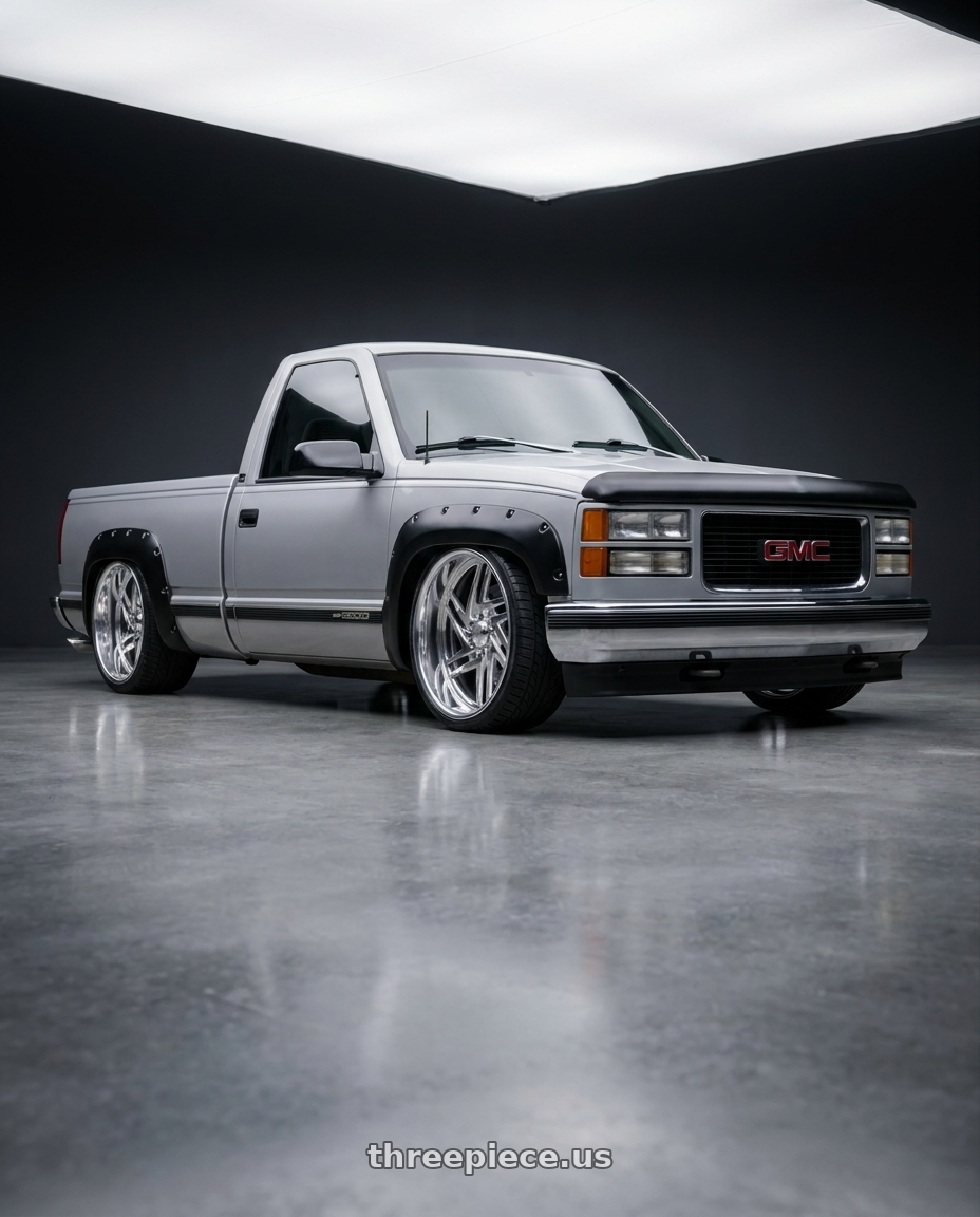 1997 GMC Sierra K1500 with US Mag 1PC NEMESIS 6x139.7 24x10 +25 Polished wheels