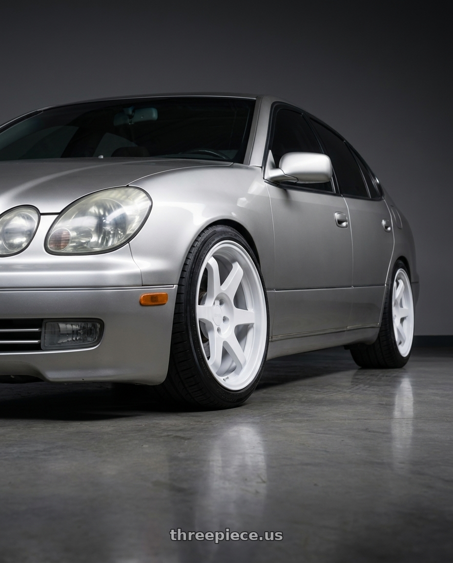 2002 lexus gs430 with 9six9 SIX-1 5x114.3 17X8 +35 Competition White wheels