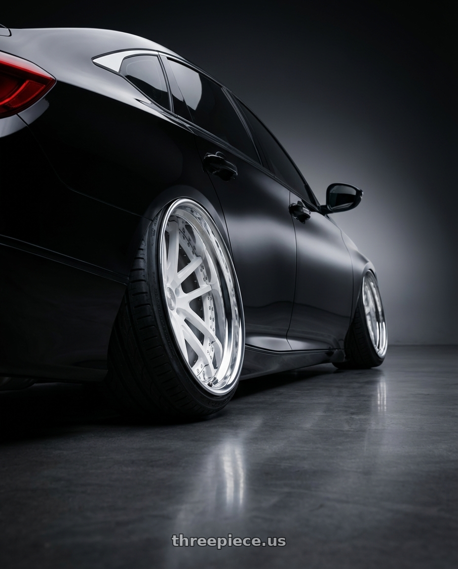 2021 Honda accord with Heritage Wheel ASAN wheels rear three quarter view extreme stretch tires