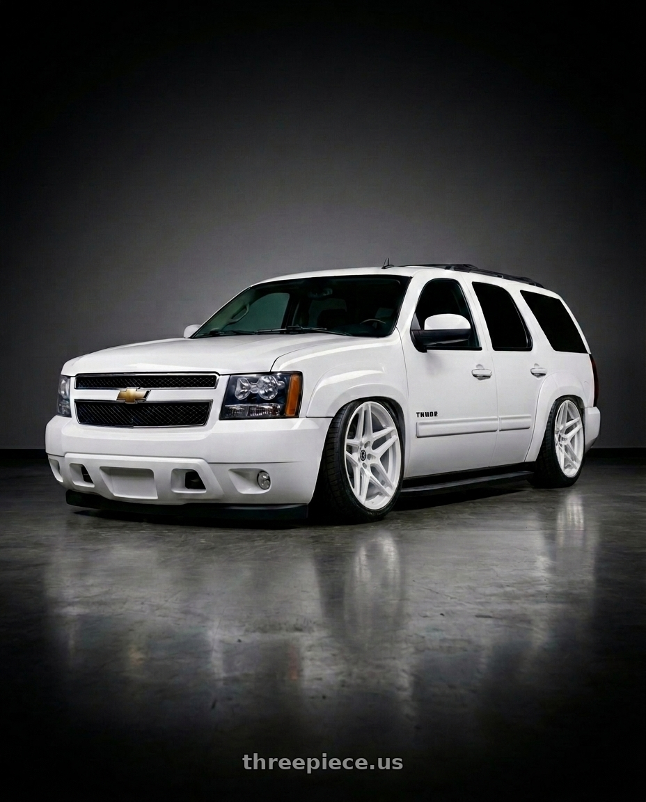 2011 Chevy Tahoe with HERITAGE WHEEL EBISU MONOC 5x120 20x9 +25 WHITE wheels