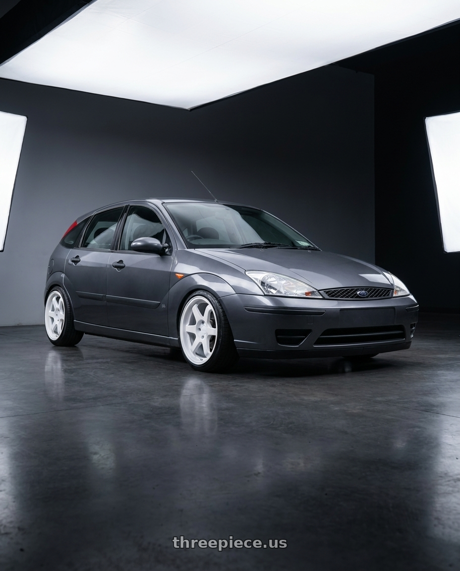 2004 ford focus hatchback with 9six9 SIX-1 5x100 17X8 +35 Competition White wheels