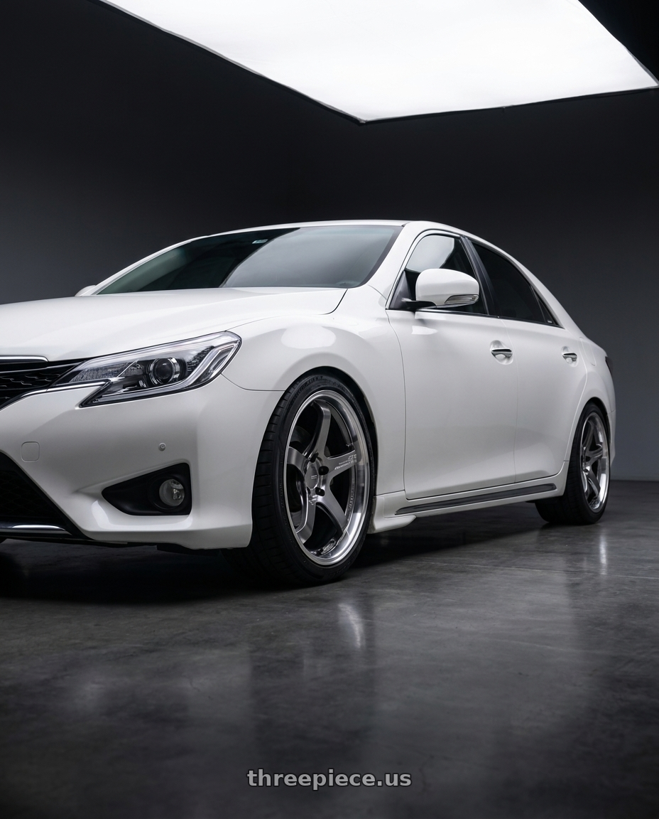 2014 Toyota Mark X with Advan Racing GT BEYOND 5x114.3 18x8.5 +37 MACHINING & HYPER PLATINUM BLACK wheels