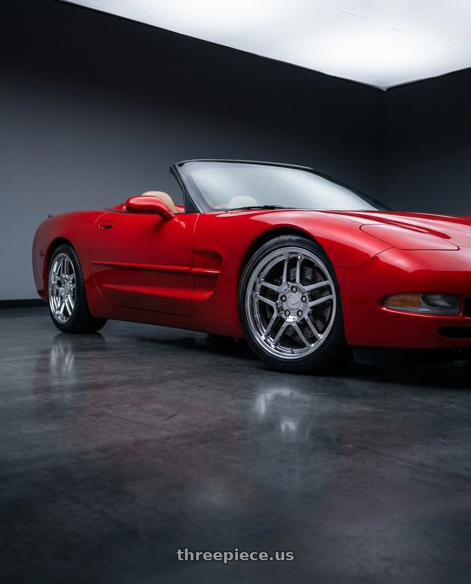 1999 Chevrolet Corvette  with OE Wheels CV04 5x120.65 18x10.5+56 Chrome wheels