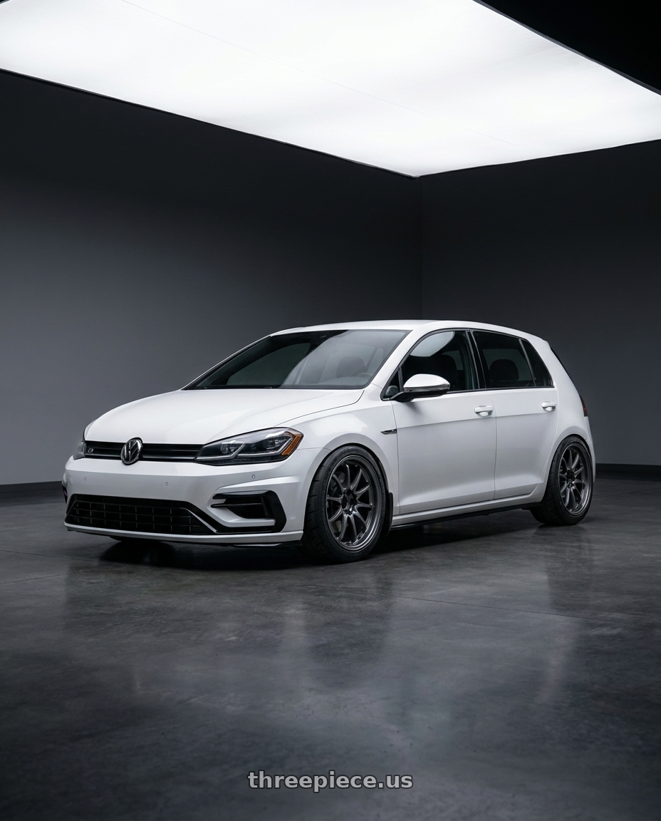 2019 Volkswagen Golf R 7 with Volk Racing CE28N-PLUS M-SPEC 5x112 18x8.5+45 Blast Gunmetal wheels
